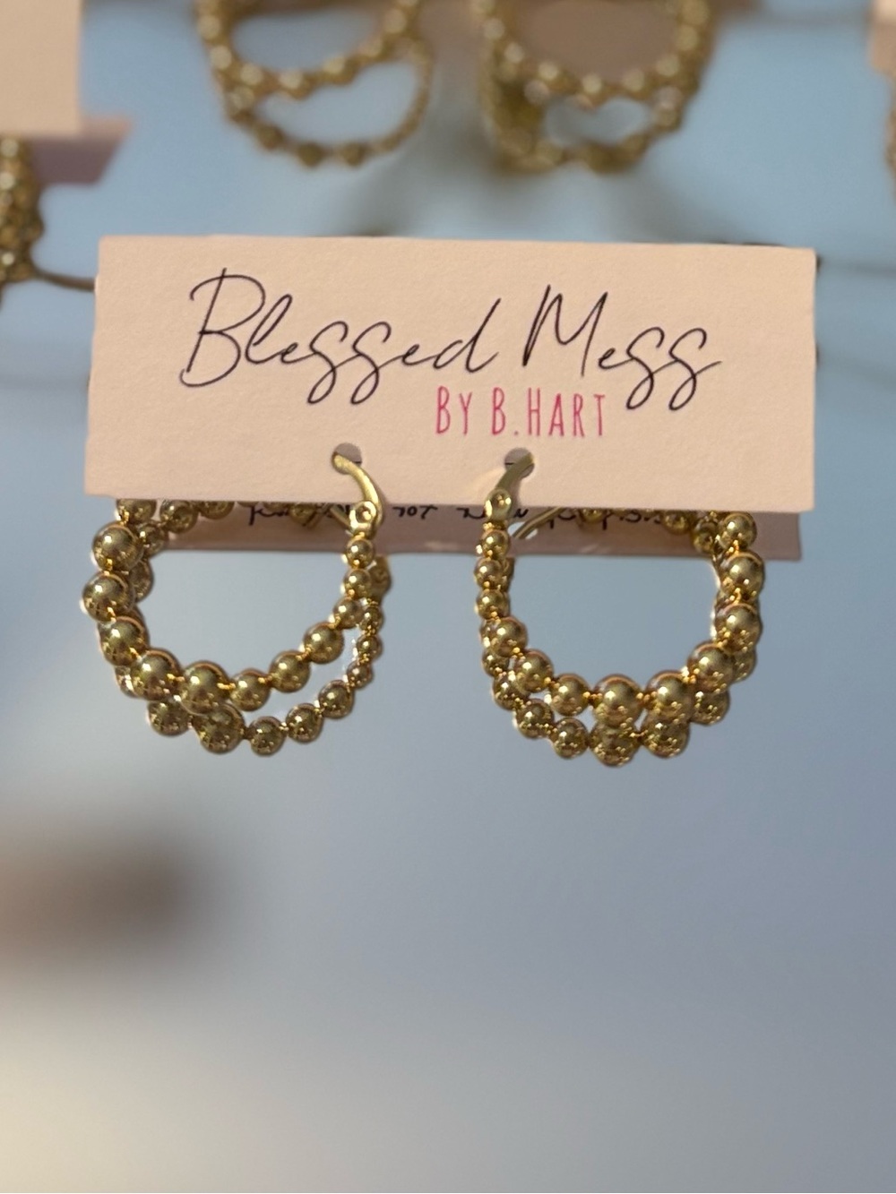 Blessed Mess Water Resistant Beaded Hoop Earrings